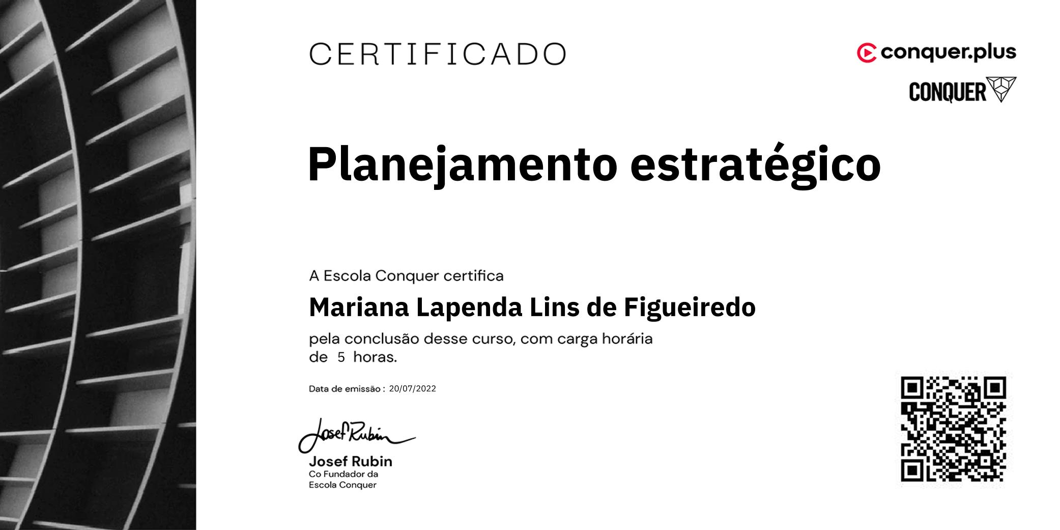 Certificado de Planejamento estratégico